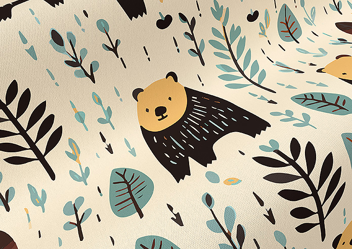 Bear Necessities, Soft Teal - Motorised Roman Blind - Image 4